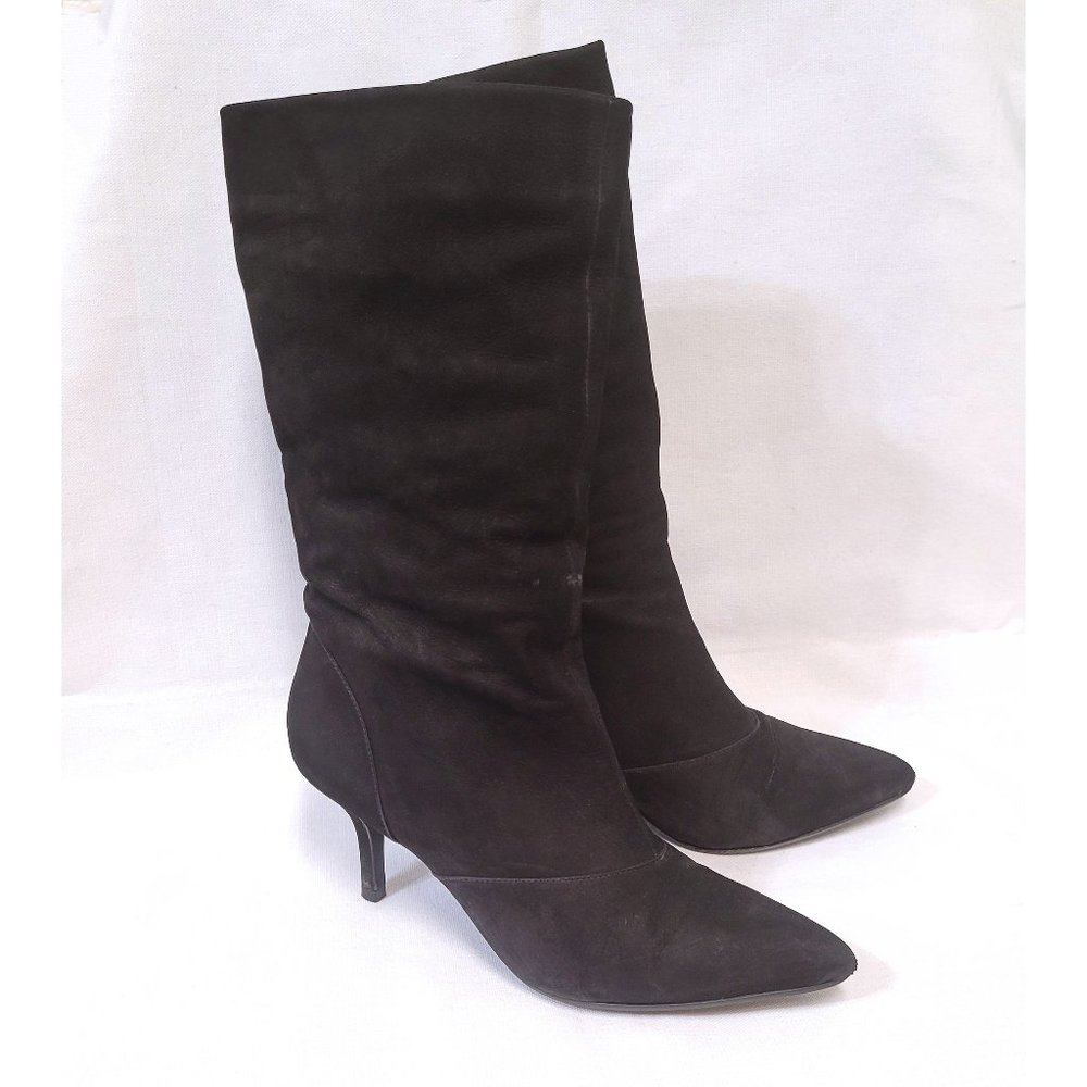 Schutz Nubuck Leather Black Pointed toe boots –size 7